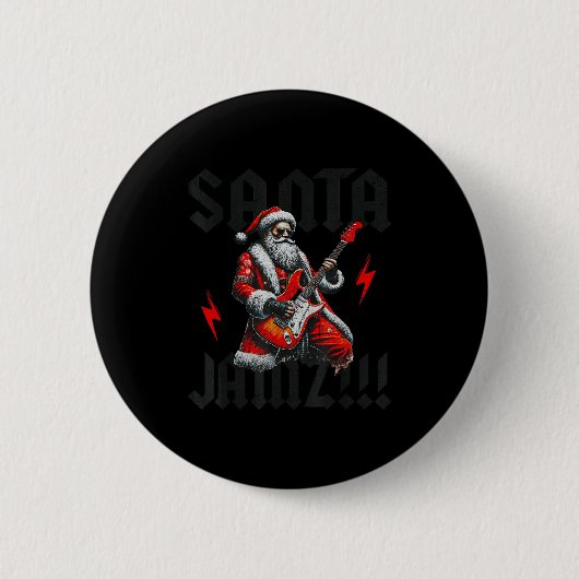 Badge Rond 5 Cm Rock And Roll Guitar Christmas For Women Men Boys (Devant)