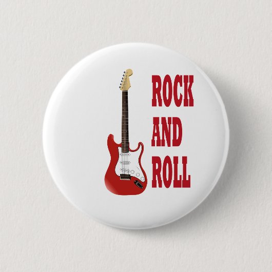 Badge Rond 5 Cm rock and roll guitarra electrica roja (Devant)