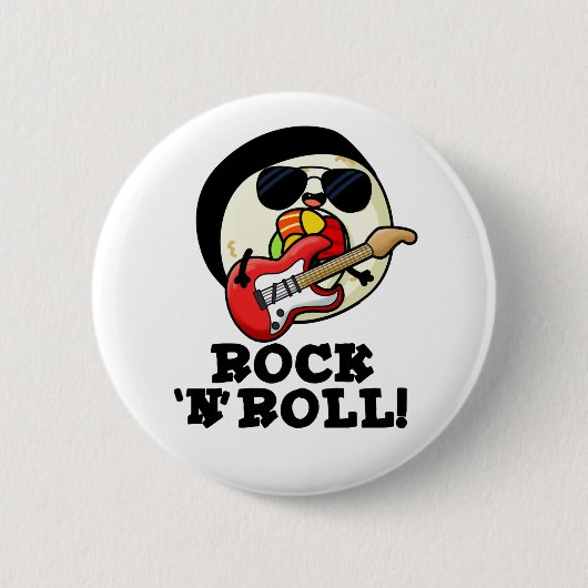 Badge Rond 5 Cm Rock n Roll Funny Sushi Roll Pun (Devant)