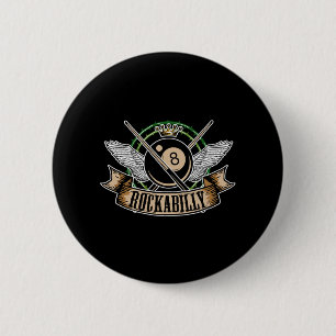 Badge Rond 5 Cm Rock n Roll Pool Billard 8 Ball Rockabilly