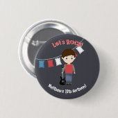 Badge Rond 5 Cm Rock Star Birthday Boy (Devant & derrière)