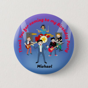 Badge Rond 5 Cm Rock Star Boys Band Anniversaire