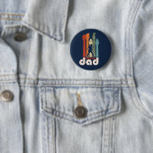Badge Rond 5 Cm Rock Star Papa Guitare Player Rock Band Père (En situation)