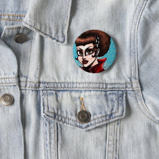 Badge Rond 5 Cm Rockabilly (En situation)