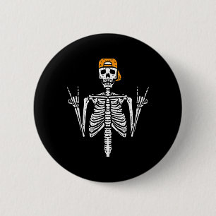 Badge Rond 5 Cm Rocker Skeleton Casquette Skin Cool Halloween Punk