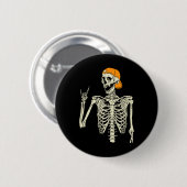 Badge Rond 5 Cm Rocker Skeleton Casquette Skin Cool Halloween Punk (Devant & derrière)