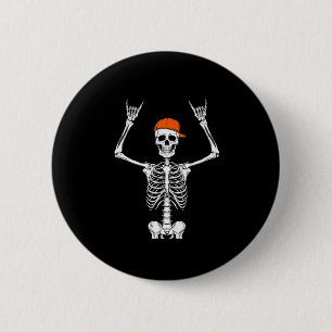 Badge Rond 5 Cm Rocker Skeleton Casquette Skin Cool Halloween Punk