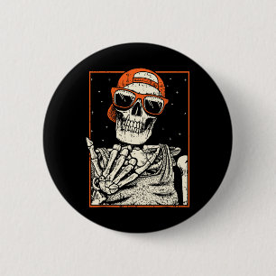 Badge Rond 5 Cm Rocker Skeleton Rocher À La Main Sur Costume Amusa