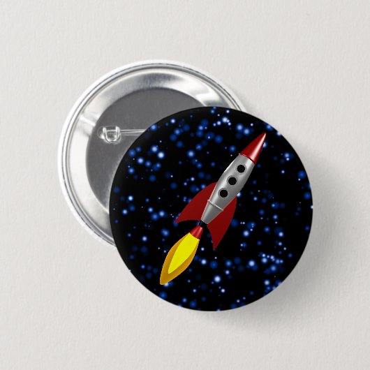 Badge Rond 5 Cm Rocket 3d (Devant & derrière)