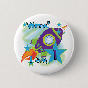 Badge Rond 5 Cm Rocket Ship 1er Anniversaire Tshirts et cadeaux