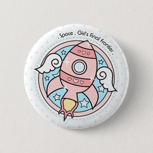 Badge Rond 5 Cm Rocketship fille rose (Devant)