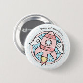 Badge Rond 5 Cm Rocketship fille rose (Devant & derrière)