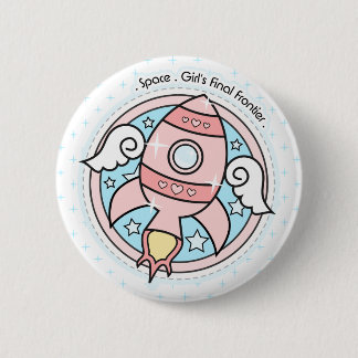 Badge Rond 5 Cm Rocketship fille rose