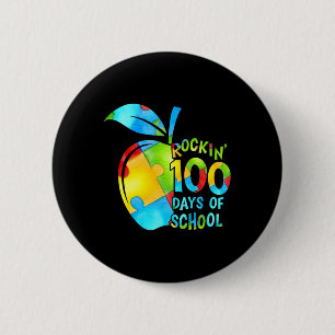 Badge Rond 5 Cm Rockin' 100 Jours De Puzzle D'École Apple Autisme 