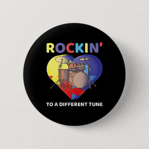 Badge Rond 5 Cm Rockin' À Un Drumm De Sensibilisation sur l'autism