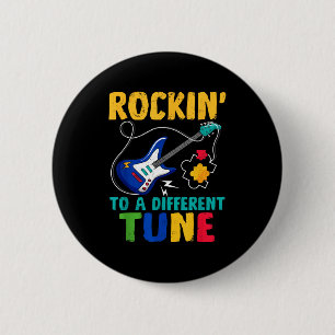 Badge Rond 5 Cm Rockin 'à une mélodie différente autisme guitare m