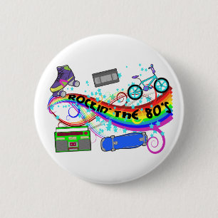 Badge Rond 5 Cm Rockin les années 80
