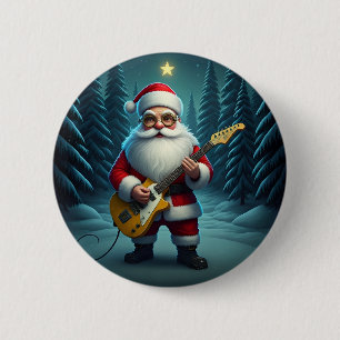 Badge Rond 5 Cm Rocking Père Noël