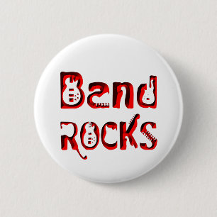 Badge Rond 5 Cm Rocks Red Band en rouge