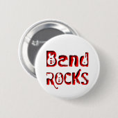 Badge Rond 5 Cm Rocks Red Band en rouge (Devant & derrière)