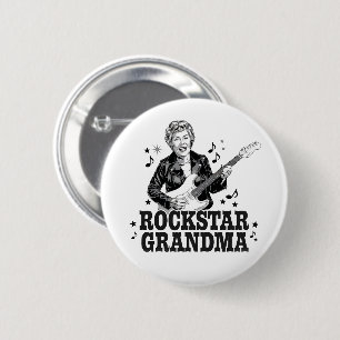 Badge Rond 5 Cm Rockstar Grandma - Design musical amusant et rétro