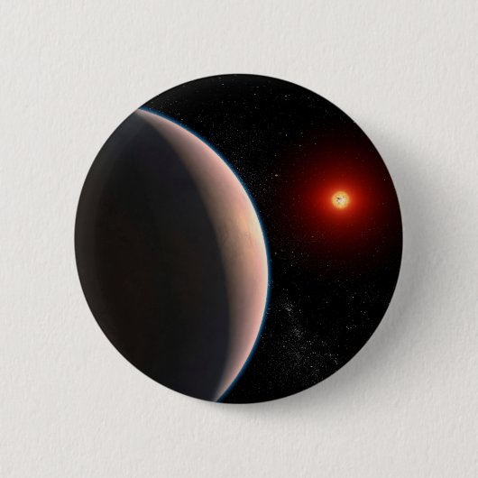 Badge Rond 5 Cm Rocky Exoplanet Gj 486 B Orbitant Une Étoile Naine (Devant)