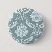 Badge Rond 5 Cm Rococo Damask Art I Duck Egg Blue+Teal (Devant)