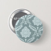 Badge Rond 5 Cm Rococo Damask Art I Duck Egg Blue+Teal (Devant & derrière)