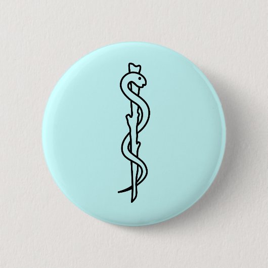 Badge Rond 5 Cm Rod d'Asclepius [symbole médical] (Devant)