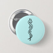 Badge Rond 5 Cm Rod d'Asclepius [symbole médical] (Devant & derrière)