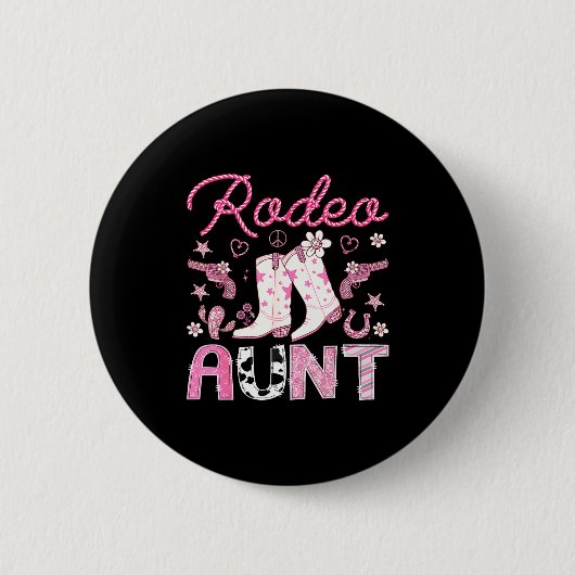 Badge Rond 5 Cm Rodeo Aunt Nk Cowgirl Western Coquette Birthday Gi (Devant)