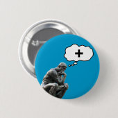 Badge Rond 5 Cm Rodin's Thinker Statue - Penser positif (Devant & derrière)