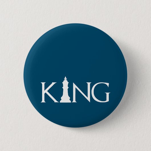 Badge Rond 5 Cm roi avec pièce d'échecs king (Devant)
