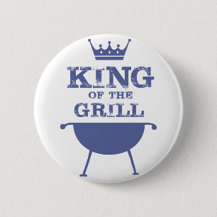 Badge Rond 5 Cm Roi Du Grill, Bleu