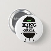 Badge Rond 5 Cm Roi Du Grill, Couronne Verte Noire (Devant & derrière)