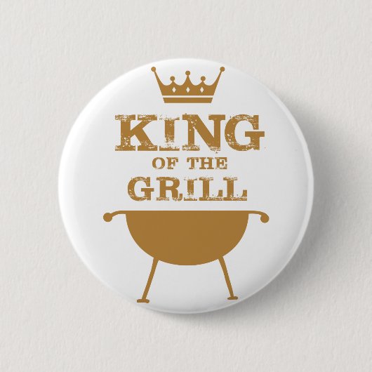 Badge Rond 5 Cm Roi Du Grill, Or (Devant)