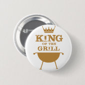 Badge Rond 5 Cm Roi Du Grill, Or (Devant & derrière)