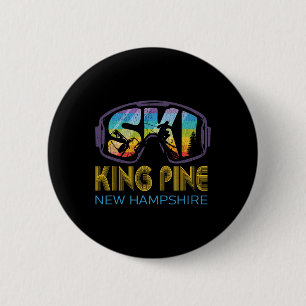 Badge Rond 5 Cm Roi du ski Pine New Hampshire Vacances de ski