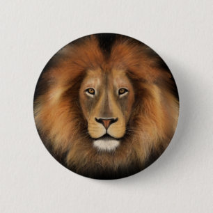 Badge Rond 5 Cm roi lion de la jungle réaliste homme aquarelle