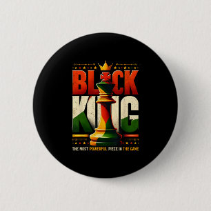 Badge Rond 5 Cm Roi Noir Inspiré Roi Noir Échecs Histoire Noire