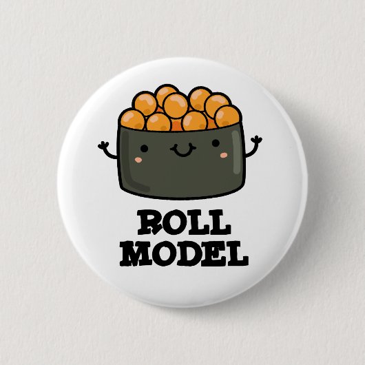 Badge Rond 5 Cm Roll Model Funny Food Sushi Roll Pun (Devant)