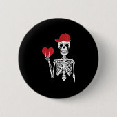 Badge Rond 5 Cm Roll Skeleton Mains Coeur Valentines Jour Crâne (Devant)