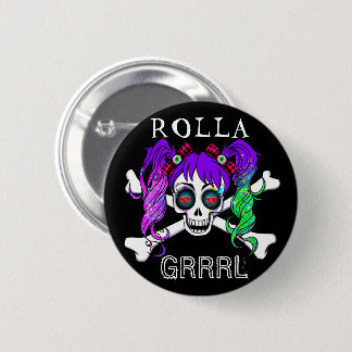 Badge Rond 5 Cm Rolla Grrl Punk Rock Roller Derby Bouton Derby Pin