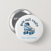 Badge Rond 5 Cm Roller Derby Skate - Sky Blue (Devant & derrière)