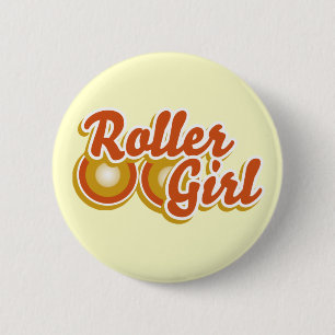 Badge Rond 5 Cm Roller Girl dans le Derby
