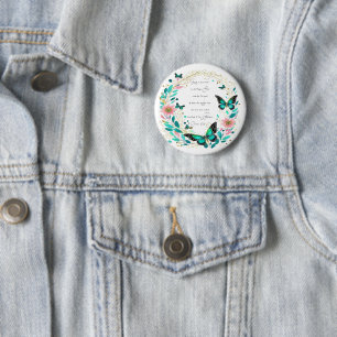 Badge Rond 5 Cm Romains 8:28 Fleurs et papillons