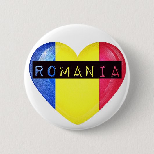 Badge Rond 5 Cm Romania Heart (Devant)