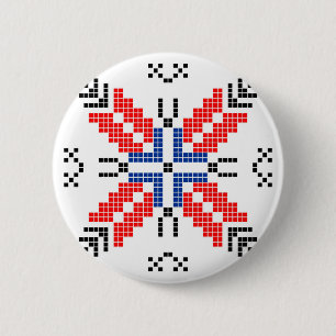 Badge Rond 5 Cm romanie motif folklorique symbole traditionnel eth