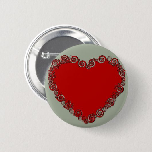 Badge Rond 5 Cm Romantique Valentine amour coeur rouge (Devant & derrière)
