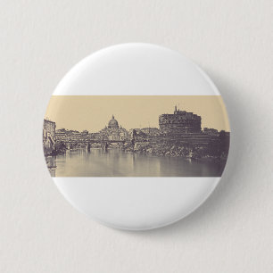 Badge Rond 5 Cm Rome Antique Château du Tibre et Beaux-Arts du Vat